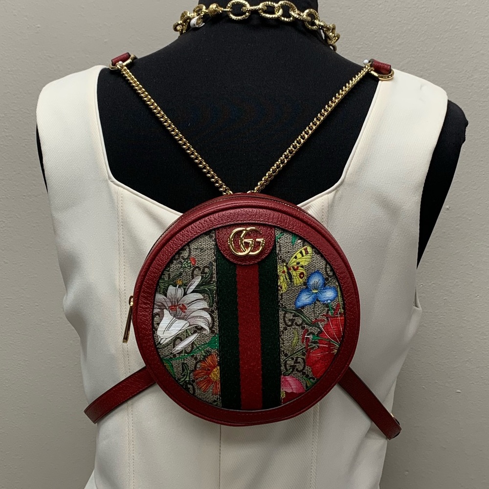 Gucci, Mini Round backpack, Ophidia Floral